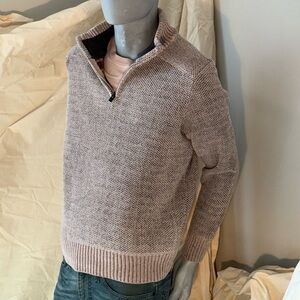Men's Beige Quarter Zip Sweater